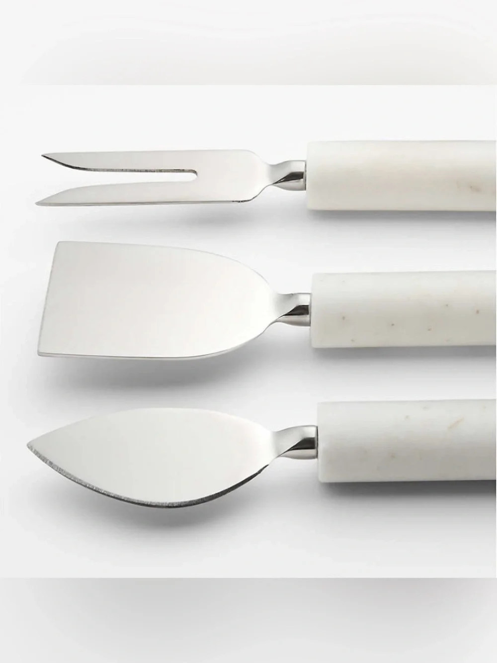 Crate & Barrel - Marble Handle Cheese Knife Set - White